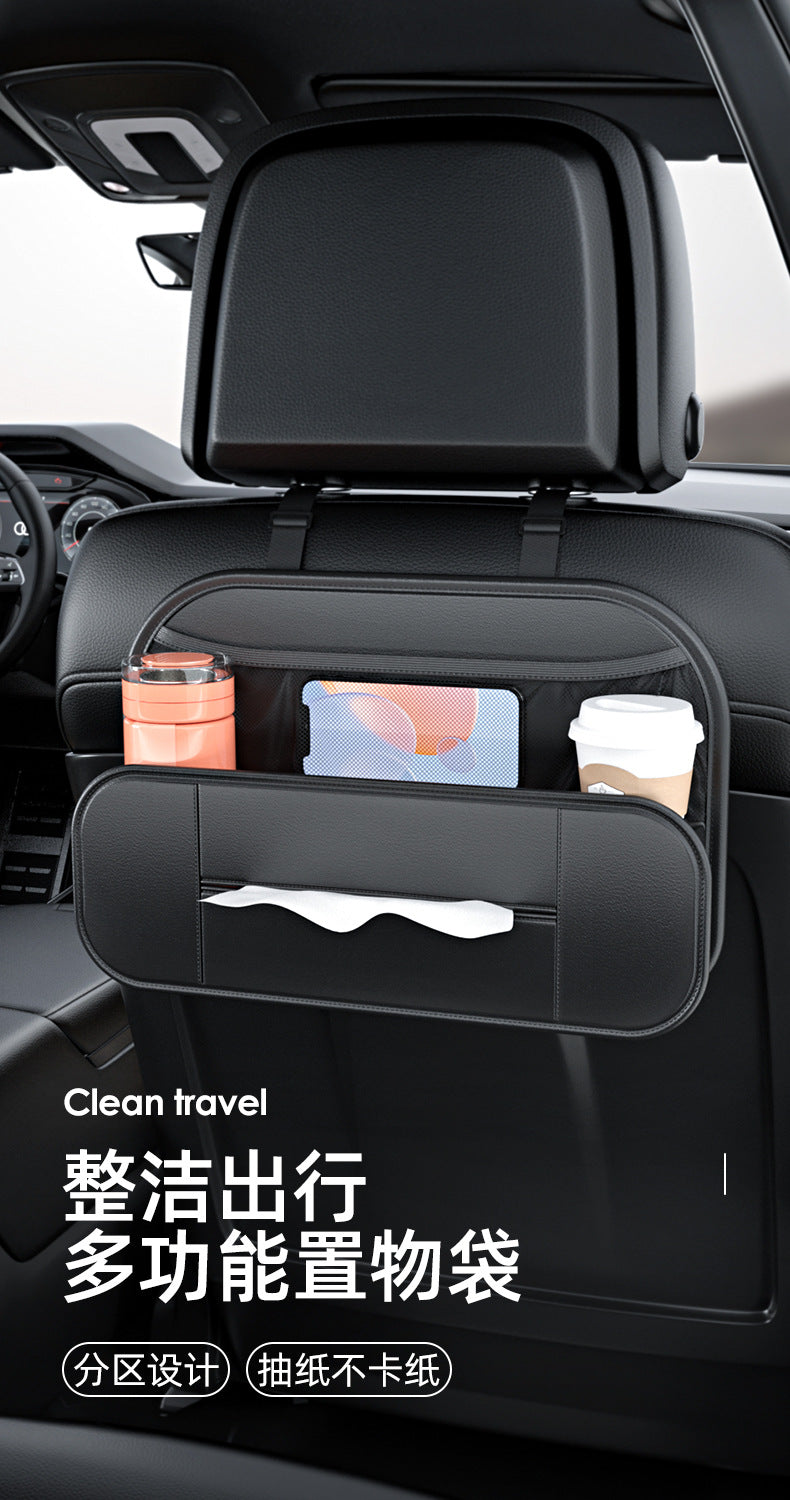1pcs Leather Car Backseat Organizer With Tissue Bag Holder Car Back Seat Hanging Storage Bag