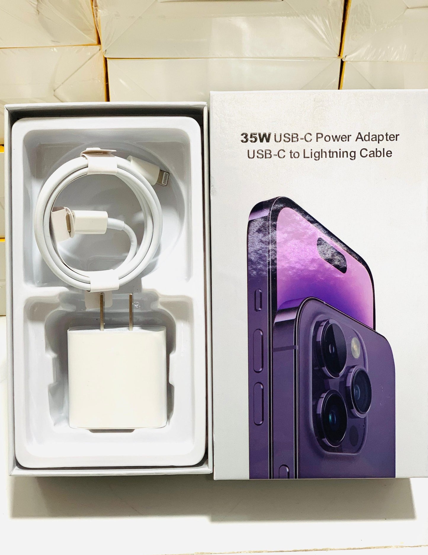 2-Pin 35W Fast Charger with Type-C to iPhone Cable – 1M Length