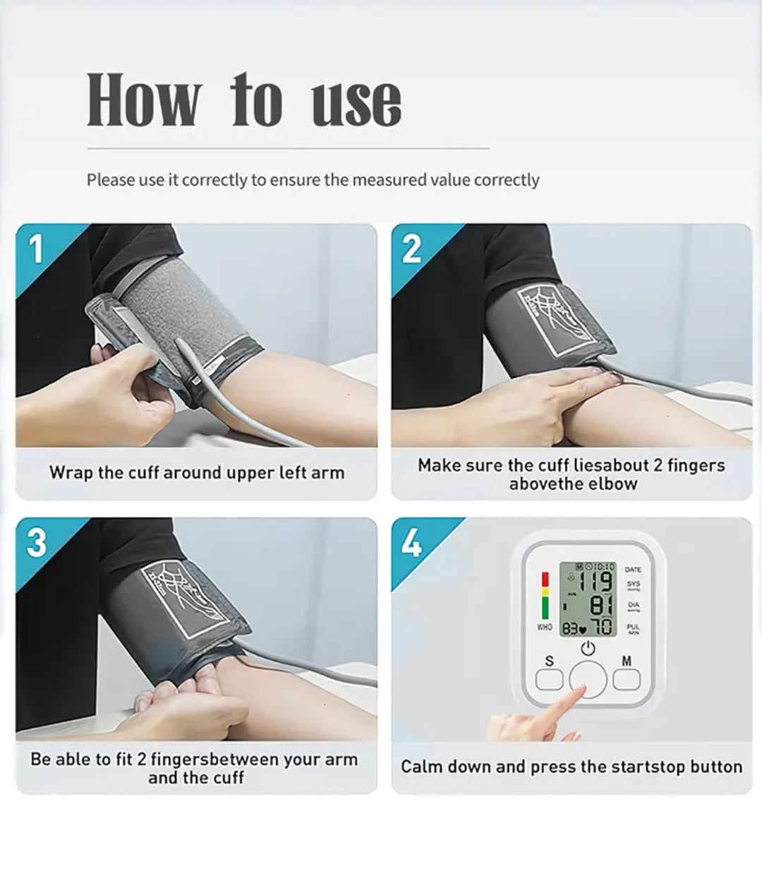 Digital Blood Pressure Monitor – Fully Automatic Upper Arm BP Machine with Heart Rate Detection, Accurate Readings, Easy-to-Use Home Health Device