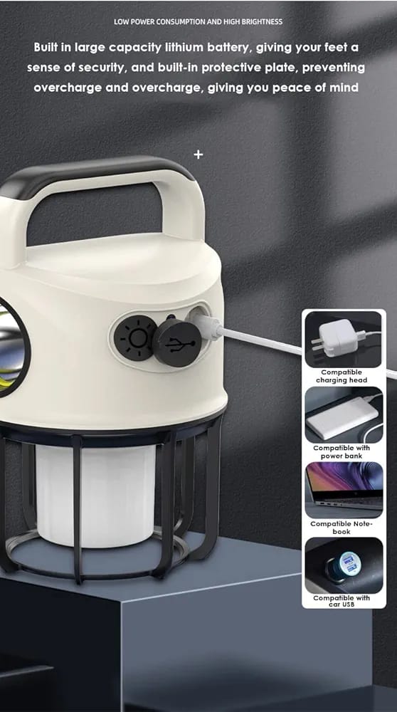 Portable Camping Lights with 4 Lighting Modes, Torch Mode, USB Rechargeable Torch