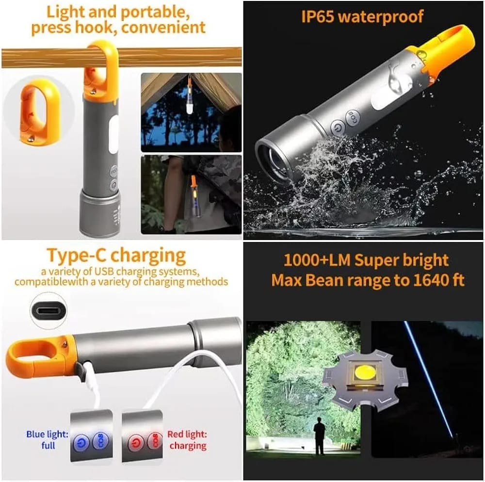 Rechargeable Tactical Flashlight High Lumens