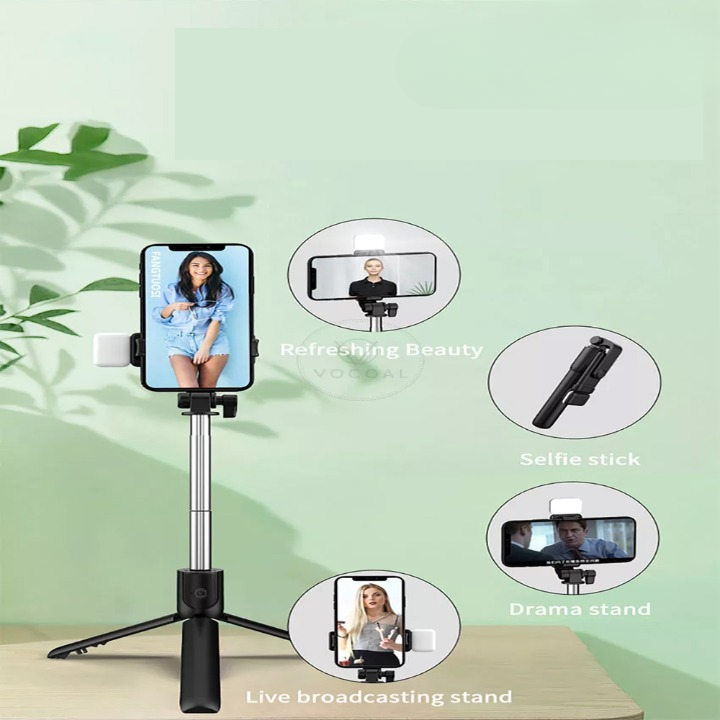 Selfie Stick With LED Light Wireless Bluetooth Foldable Mini Tripod Stand