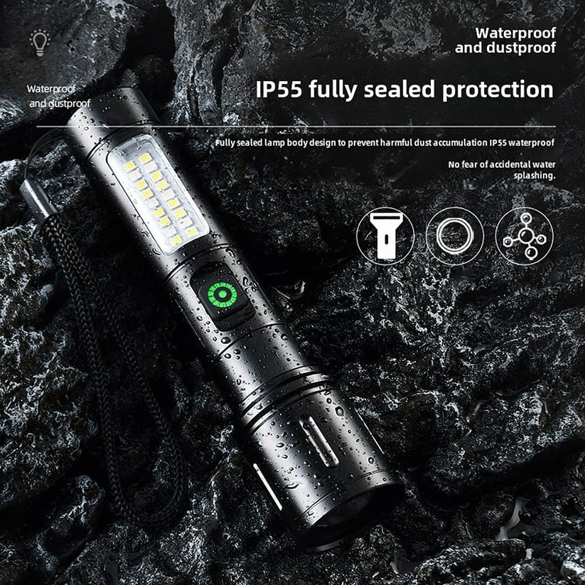 X-Balong BL-603-TG USB Rechargeable LED Flashlights Portable Rechargeable Powerful LED Flashlight, Aluminum Alloy Zoom Flashlight