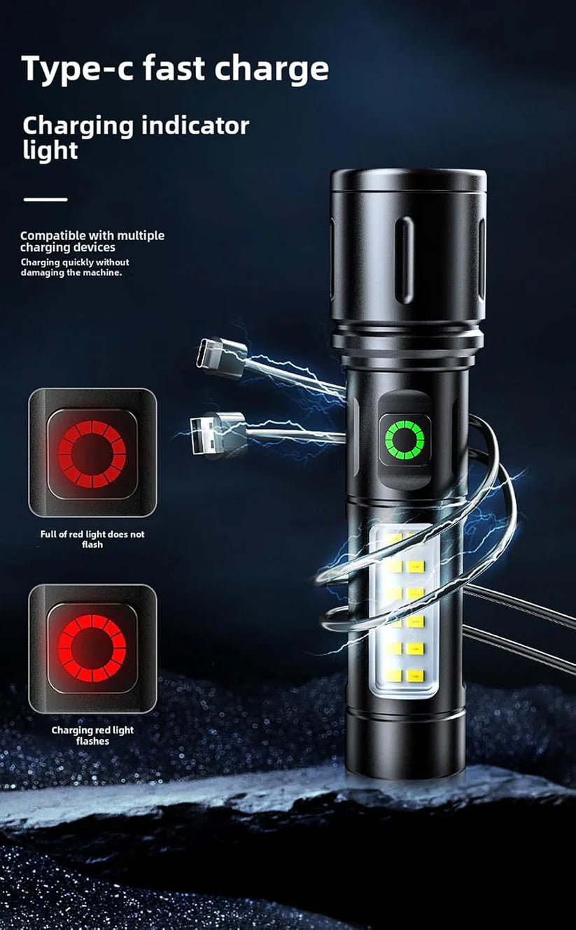 X-Balong BL-603-TG USB Rechargeable LED Flashlights Portable Rechargeable Powerful LED Flashlight, Aluminum Alloy Zoom Flashlight