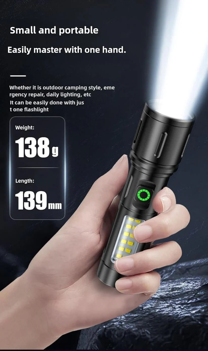 X-Balong BL-603-TG USB Rechargeable LED Flashlights Portable Rechargeable Powerful LED Flashlight, Aluminum Alloy Zoom Flashlight