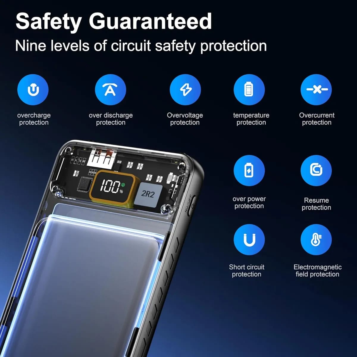 10000Mah Power Bank Slim Portable Charger Pd 22.5W Fast Charging 5V 3A Usb-C Output Battery Pack With Emergency Lighting Compatible