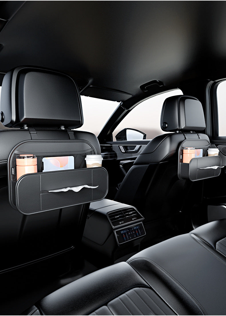 1pcs Leather Car Backseat Organizer With Tissue Bag Holder Car Back Seat Hanging Storage Bag