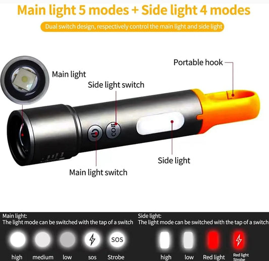 Rechargeable Tactical Flashlight High Lumens