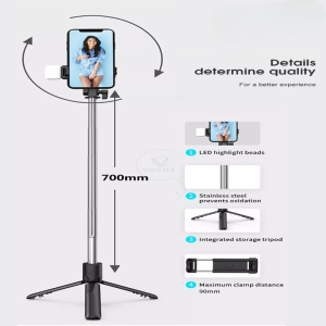 Selfie Stick With LED Light Wireless Bluetooth Foldable Mini Tripod Stand