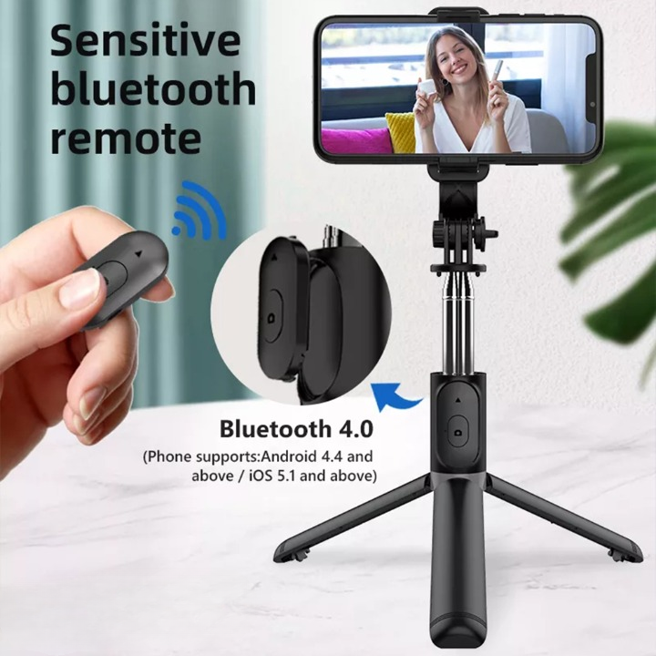 Selfie Stick With LED Light Wireless Bluetooth Foldable Mini Tripod Stand