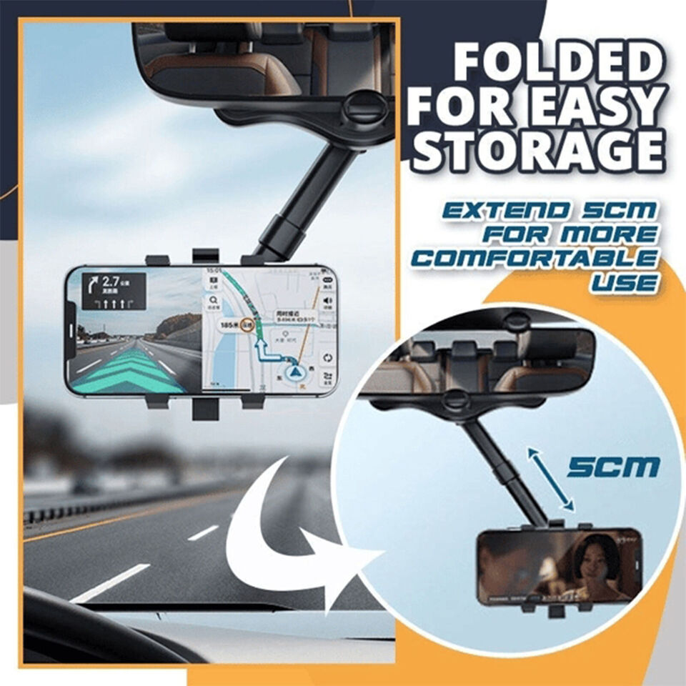 Spin Mirror Mobile Holder - Rotatable Retractable mobile stand