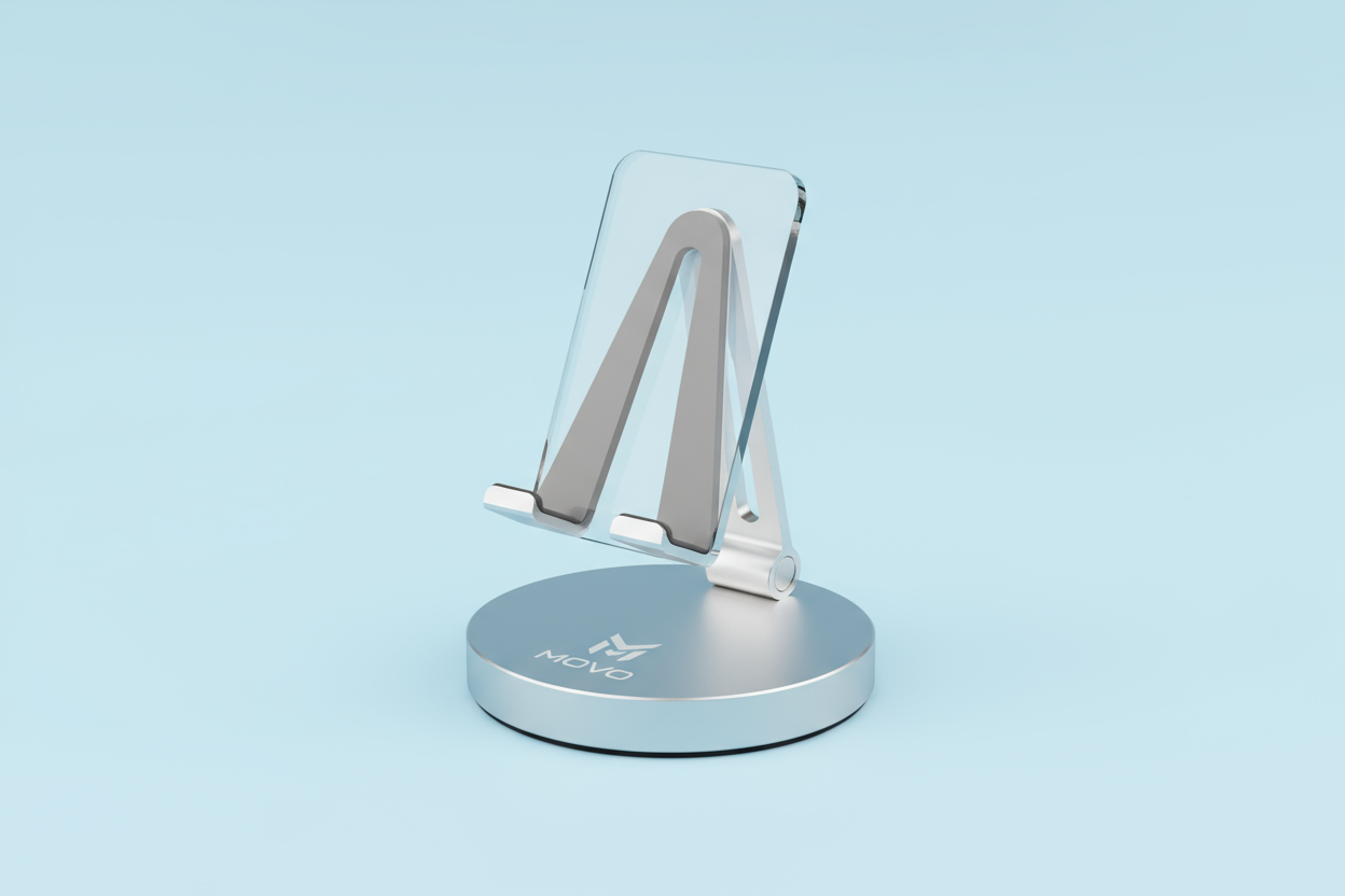 movo mobile stand with light blue color bacground