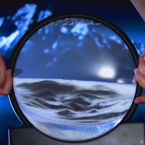 3D Sandscape Painting - Sand Clock - Moving Sand Art - Hourglass Sand Timer - 3D Moving Sand Mountain Lamp with Metal Stand - Showpiece - Home Decoration